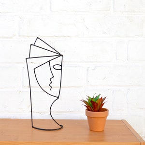 Abstract Face Wire sculpture Geometric art Wire art Metal garden sculpture Large garden sculpture Stand sculpture Mid Century Modern Face A