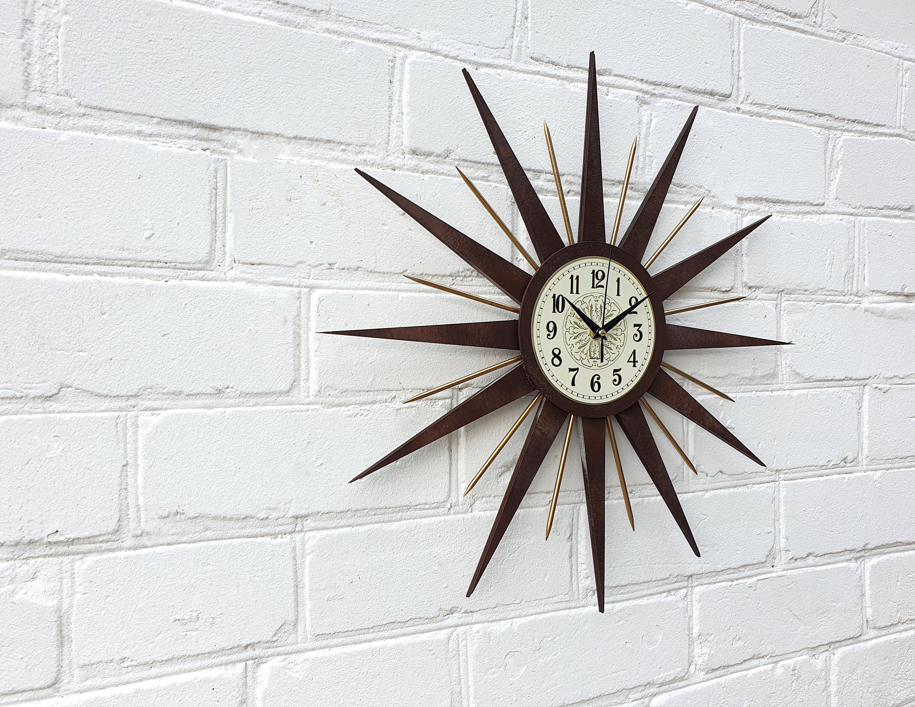 22 Starburst wall clock Nelson Handmade 1970s Etsy