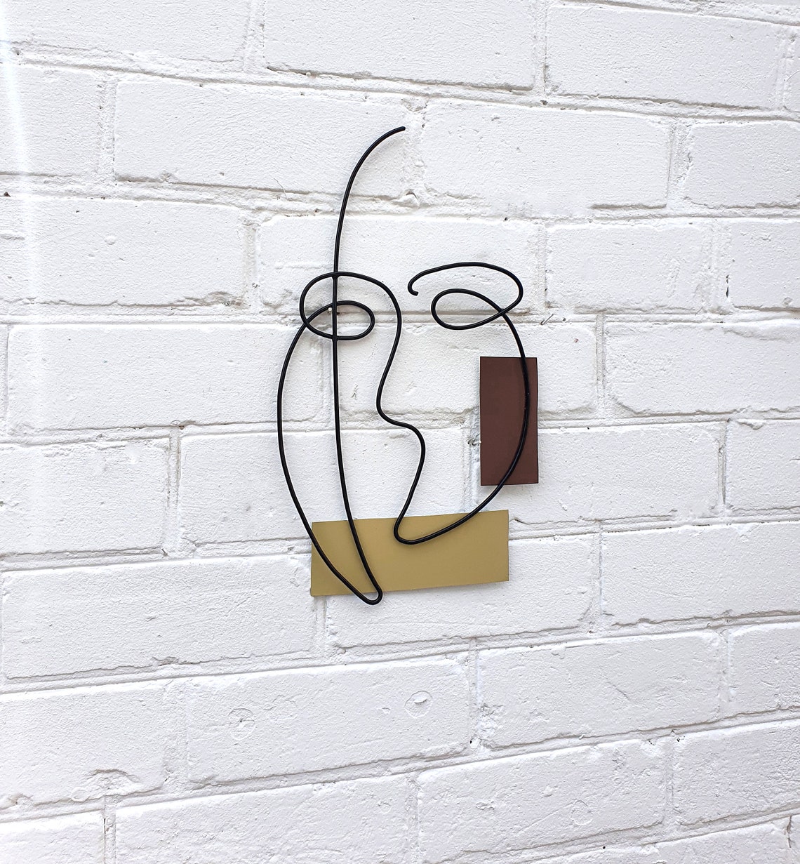 Wall Art Large Abstract Face Wire sculpture Geometric art Wire | Etsy