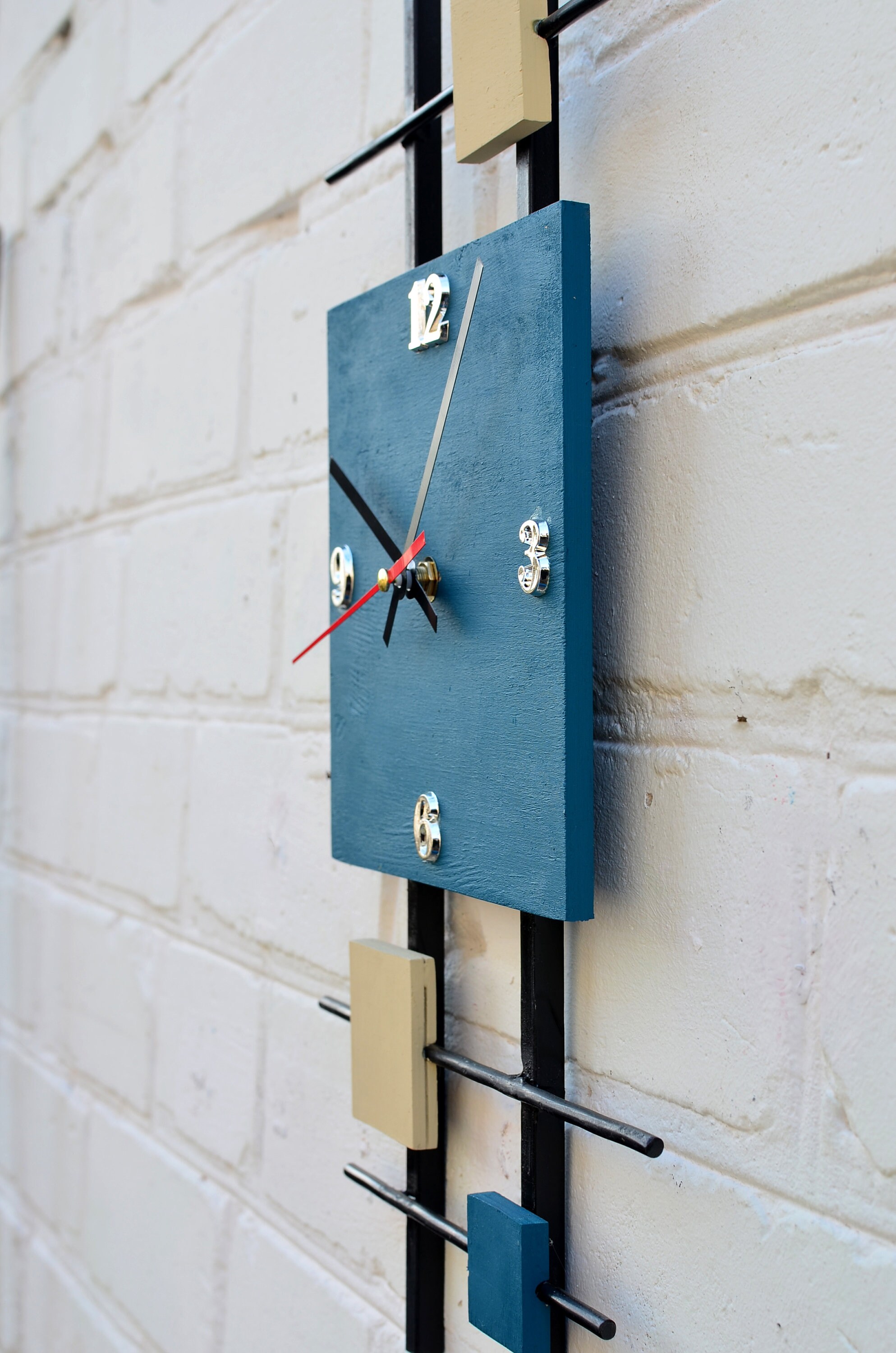 Dark Blue Wall Clock Large Wall Clock Industrial Wall Clock Etsy