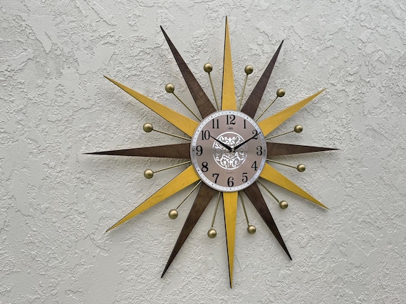 Welby スターバースト 壁掛け時計 ミッドセンチュリー ムーブ交換済