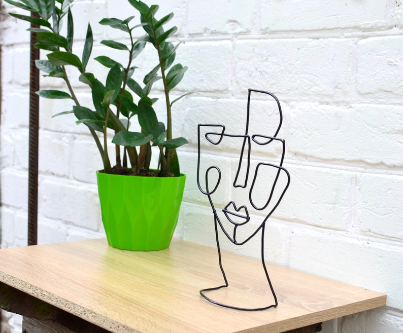 12 Abstract Face Wire sculpture Geometric art Wire art | Etsy