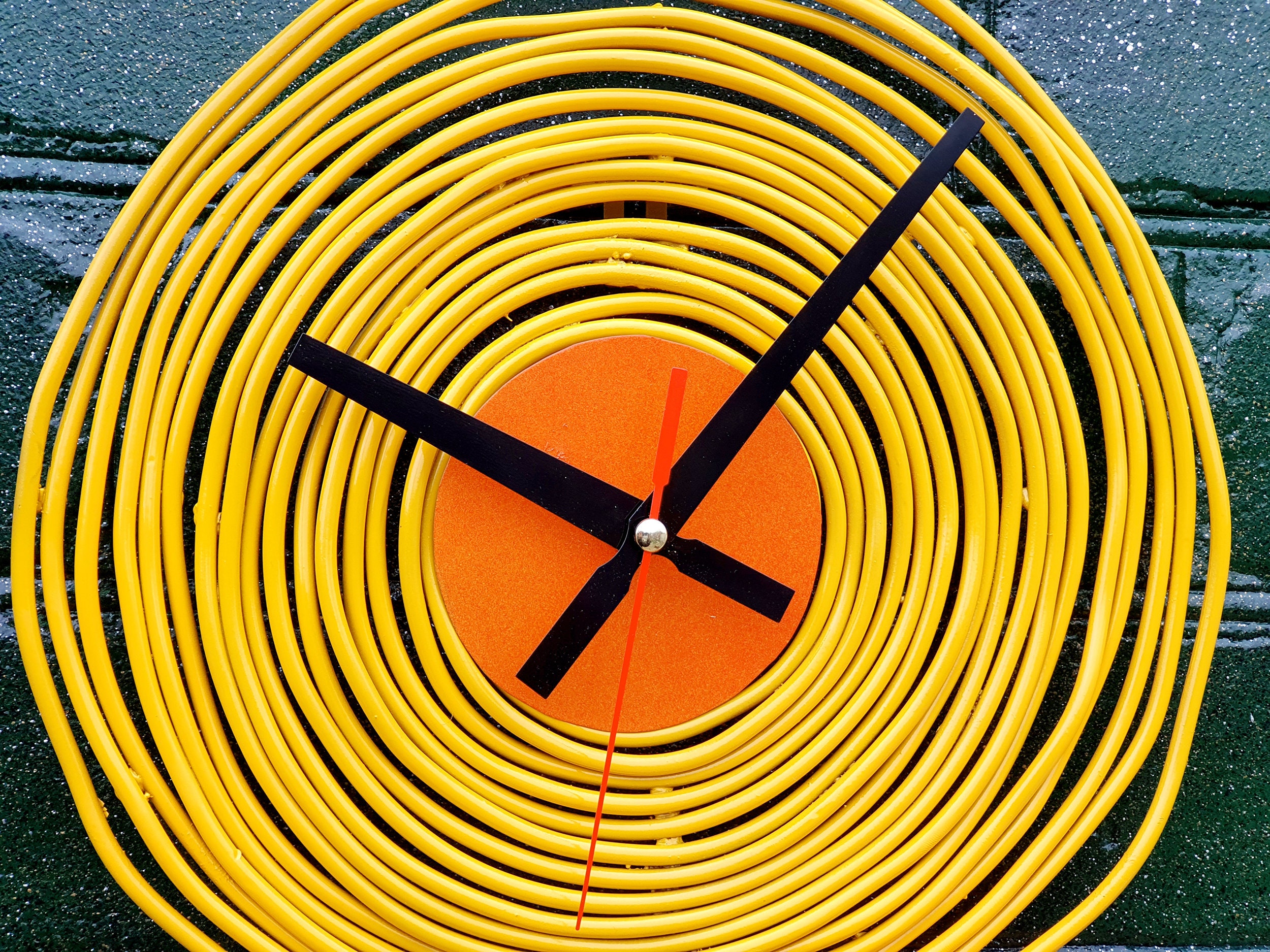 Yellow Wire Wall Clock: 70s Retro Japandi Decor, 12 Inch - Etsy
