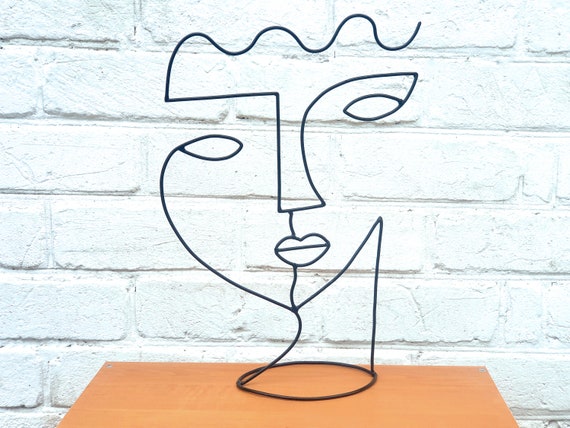 Large Abstract Face Wire Sculpture Geometric Art Wire Art | Etsy