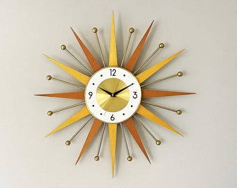 90s SUNFORM 掛時計 ガラス ミッドセンチュリー ポストモダン Mid-century Modern Starburst Clock: 22
