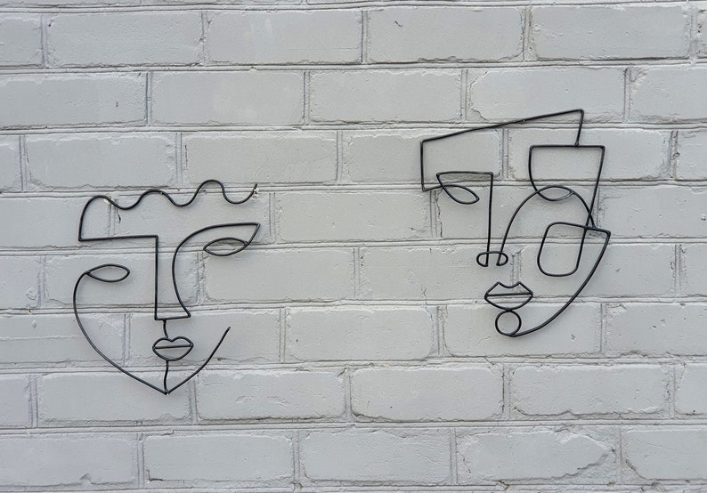 Wall Art Large Abstract Face Wire Sculpture Geometric Art Wire Etsy
