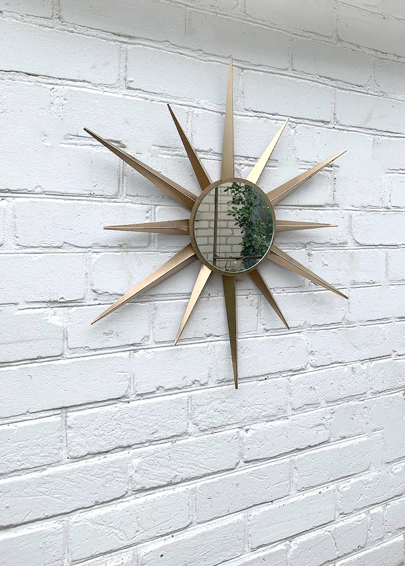 30 Gold Glamorous sunburst Large mirror Starburst unique wall mirror Vintage starburst Modern wall mirror Mid century starburst wall mirror image 8