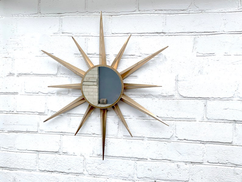 30 Gold Glamorous sunburst Large mirror Starburst unique wall mirror Vintage starburst Modern wall mirror Mid century starburst wall mirror image 10