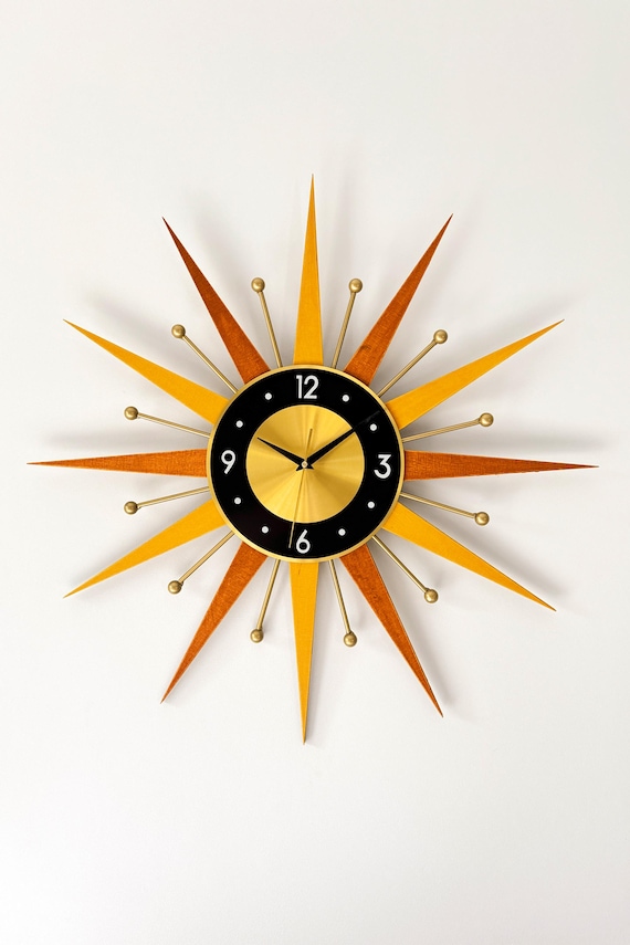 Handmade Starburst Wall Clock: Mid Century Modern Atomic Art - Etsy