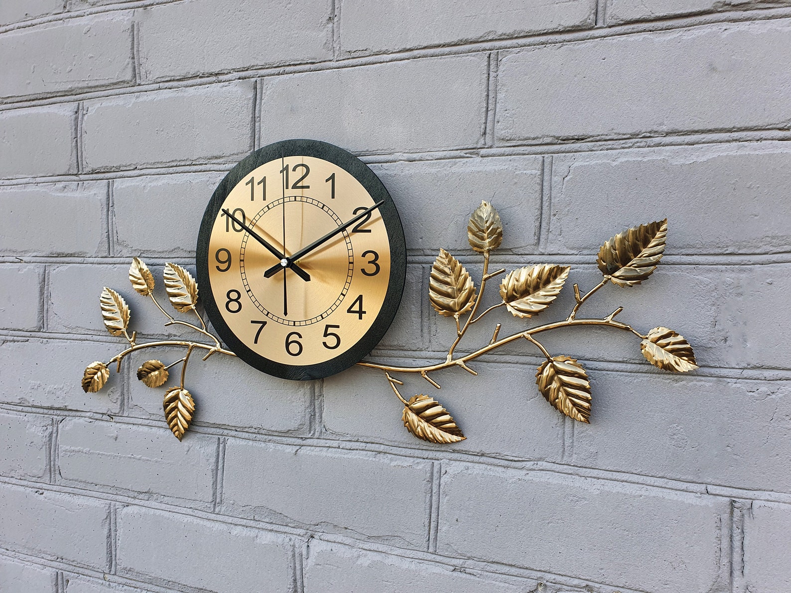 Gold Large wall clock Tree branch Outdoor clock Modern wall Etsy