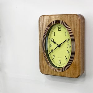 Small wood wall clock Fireplace mantel decor in Vintage clock Art Deco style Retro clock image 3