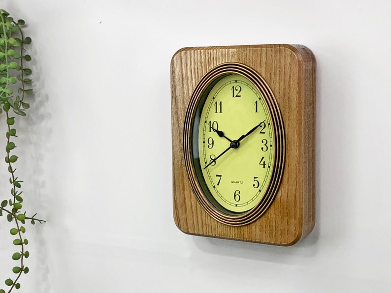 Small wood wall clock Fireplace mantel decor in Vintage clock Art Deco style Retro clock image 3