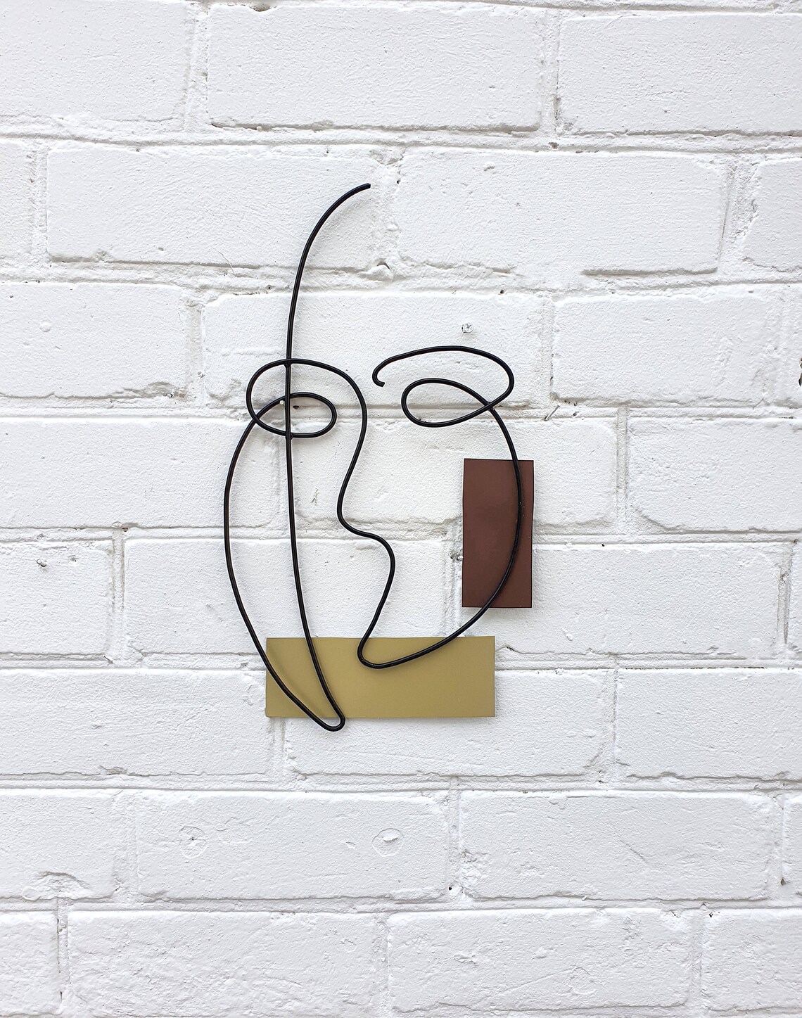 Wall Art Large Abstract Face Wire Sculpture Geometric Art Wire Etsy