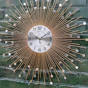 24&quot; 27&quot; Gold Sunburst clock Silver clock face Mirrors Modern wall clock Wooden wall art nursery Scandinavian art Southern folk art