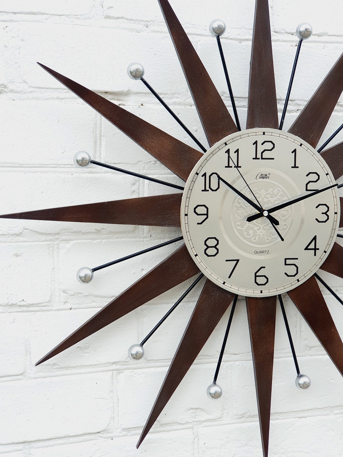 30 Silver Starburst Clock Nelson Mid Century Etsy UK