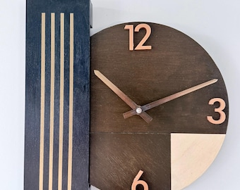 Retro Decor, Bauhaus Inspired Design, Designer Wall Art, Geometric Wood Clock,