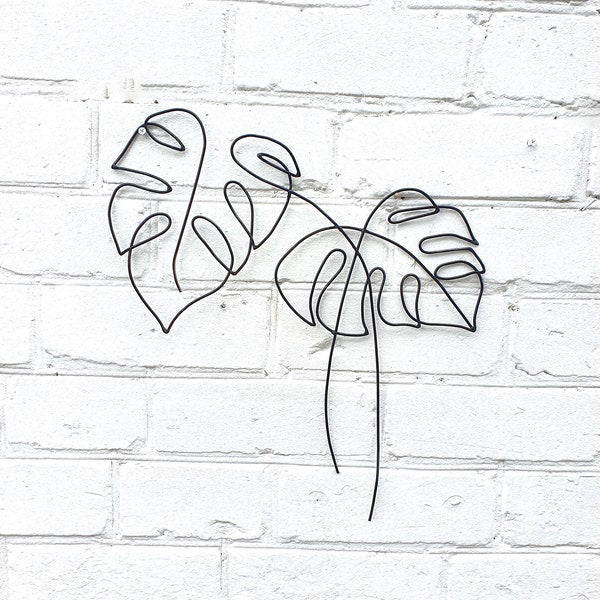 Monstera Leaf wire wall art Large garden sculpture Living room wall decor Tropical straw