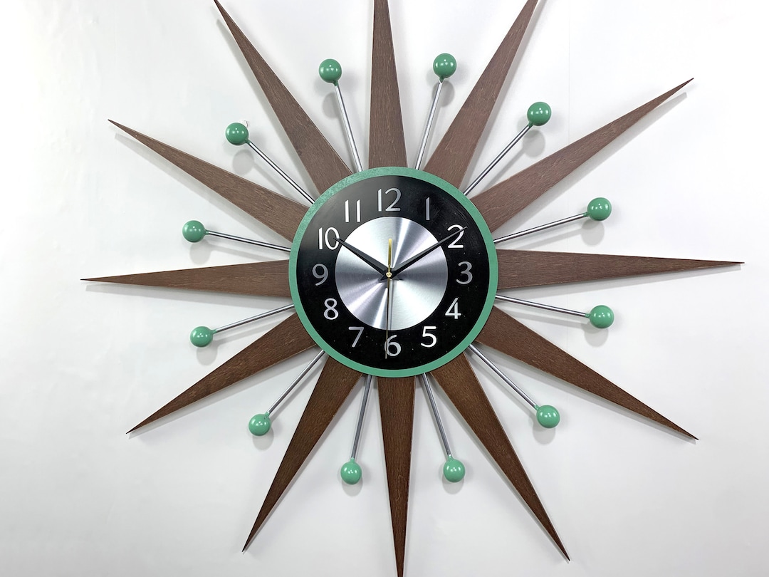Unique Vintage Wall Clock 30 27 Mint Silver Atomic Wall Clock Wall Clock Nelson Style