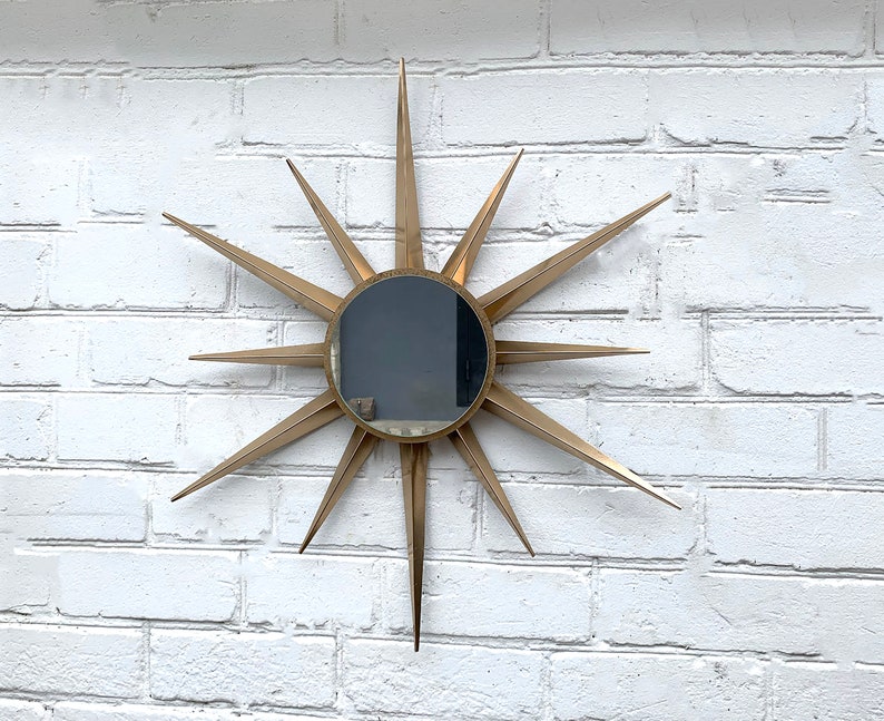 30 Gold Glamorous sunburst Large mirror Starburst unique wall mirror Vintage starburst Modern wall mirror Mid century starburst wall mirror image 5