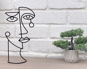 Living Room Decorating Idea, Thinking Man Wire Sculpture, Modern