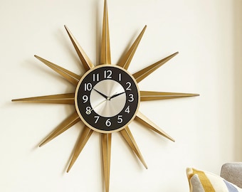 サンバースト　掛け時計　ビンテージ　ミッドセンチュリー　ゴールド ビンテージ 1950's 1960's UNITED社製 サンバーストクロック ミッド