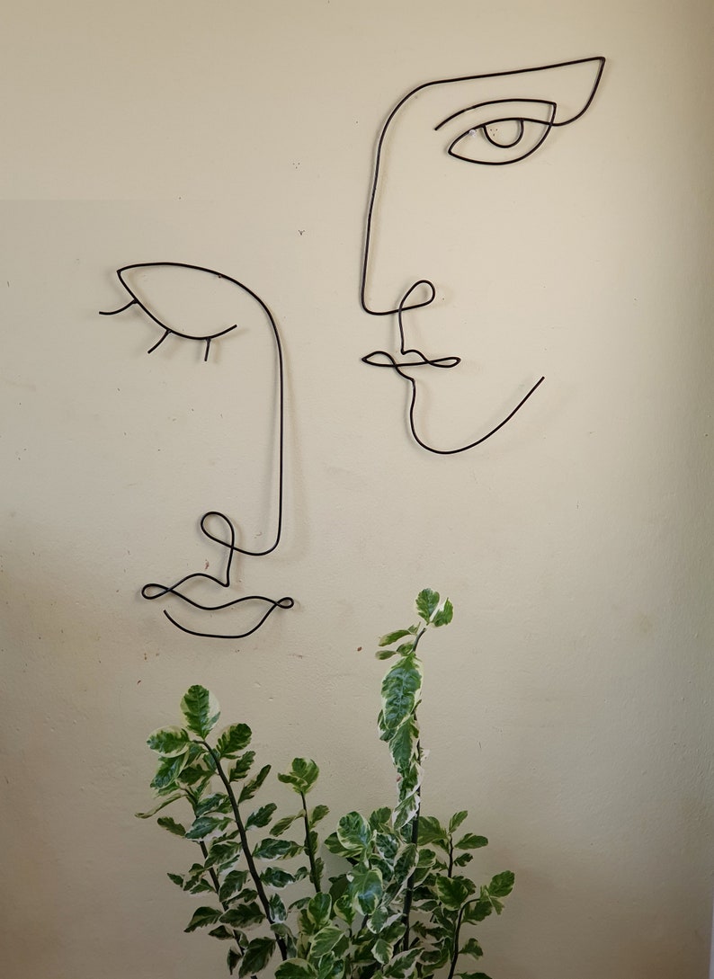 Woman&man Wall Art Large Abstract Face Wire Sculpture - Etsy