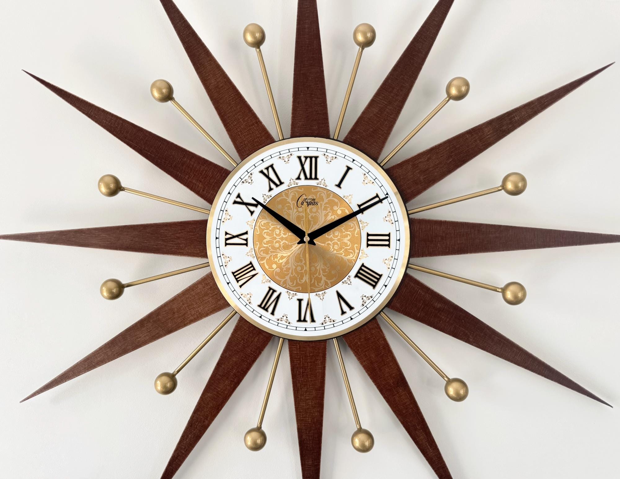 Handmade Mid-century Starburst Wall Clock: George Nelson Style