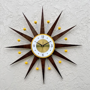 Atomic Starburst Wall Clock: 27&quot;/30&quot; Retro Industrial Style