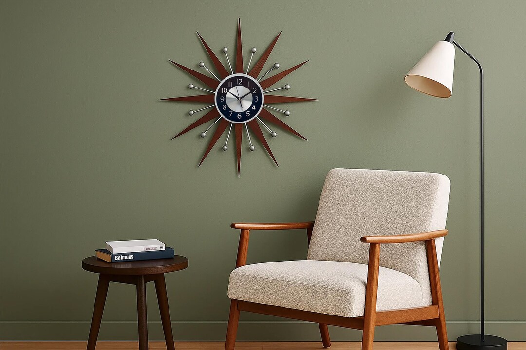 Mid Century Modern Starburst Clock: Handmade Retro Atomic Wall Decor - Etsy