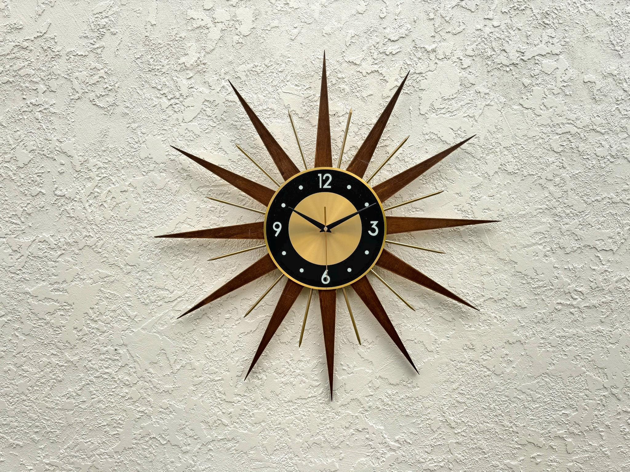 Handmade Retro Starburst Wall Clock: 24