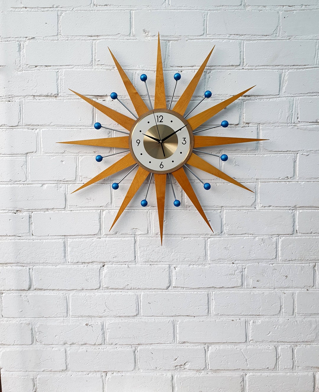 26 30atomic Wall Clock Light Blue Ball Starburst Clock Nelson