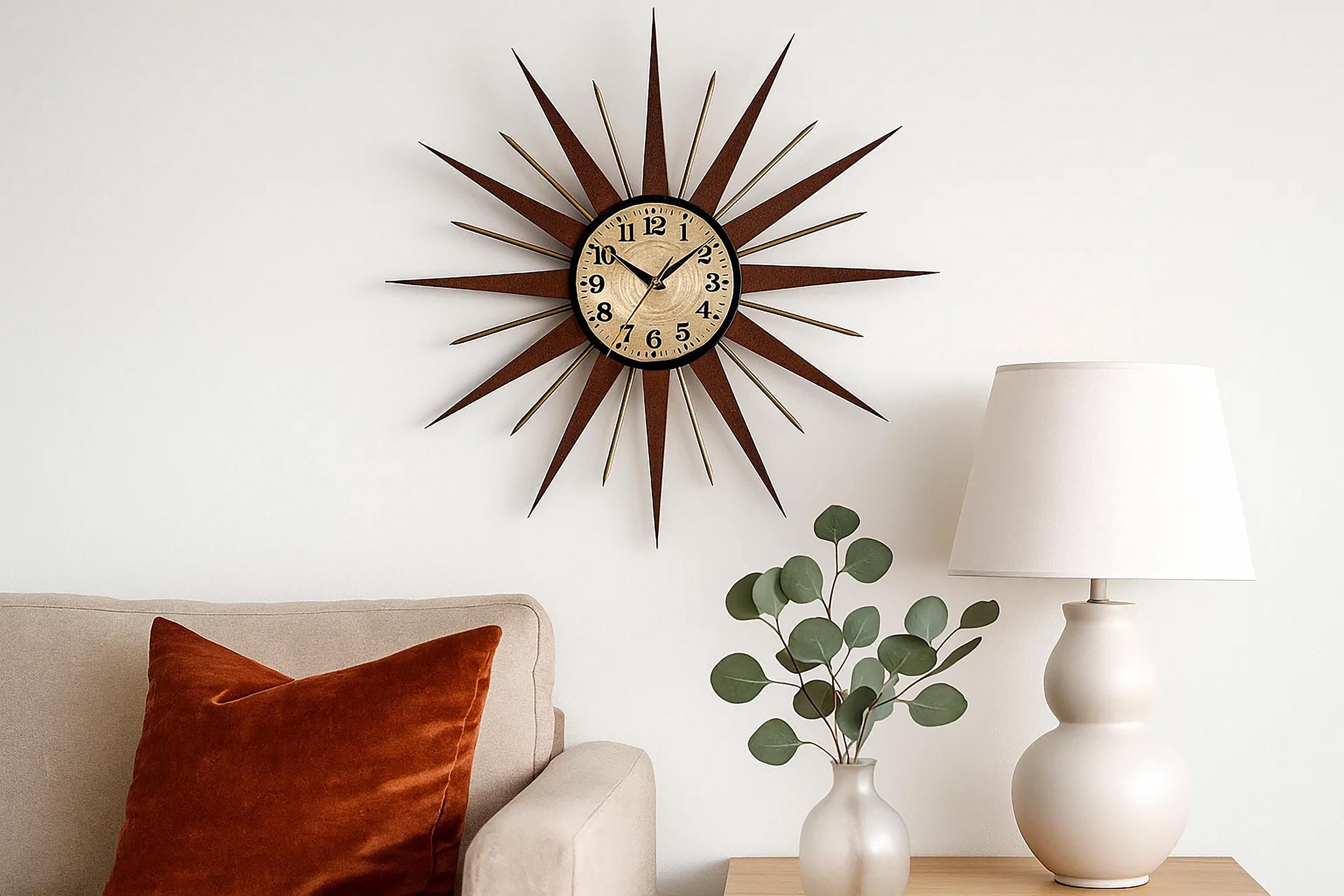 Mid-century Modern Starburst Wall Clock: 21