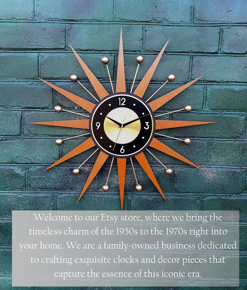 30 26 Burnt Orange Atomic Wall Clock Clock Starburst Clock