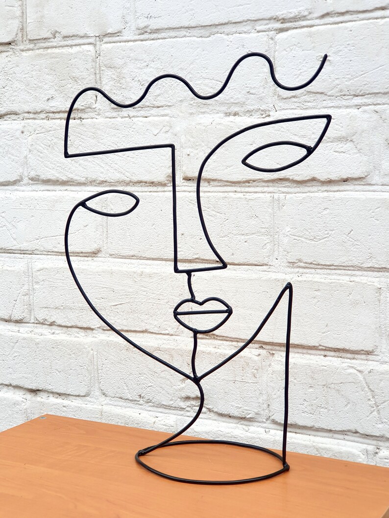 Large Abstract Face Wire Sculpture Geometric Art Wire Art Etsy