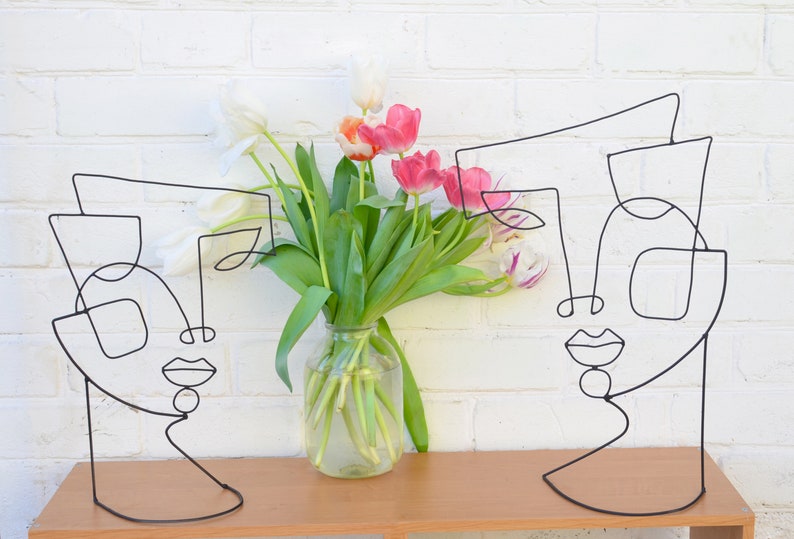 Large Abstract Face Wire sculpture Geometric art Wire art | Etsy