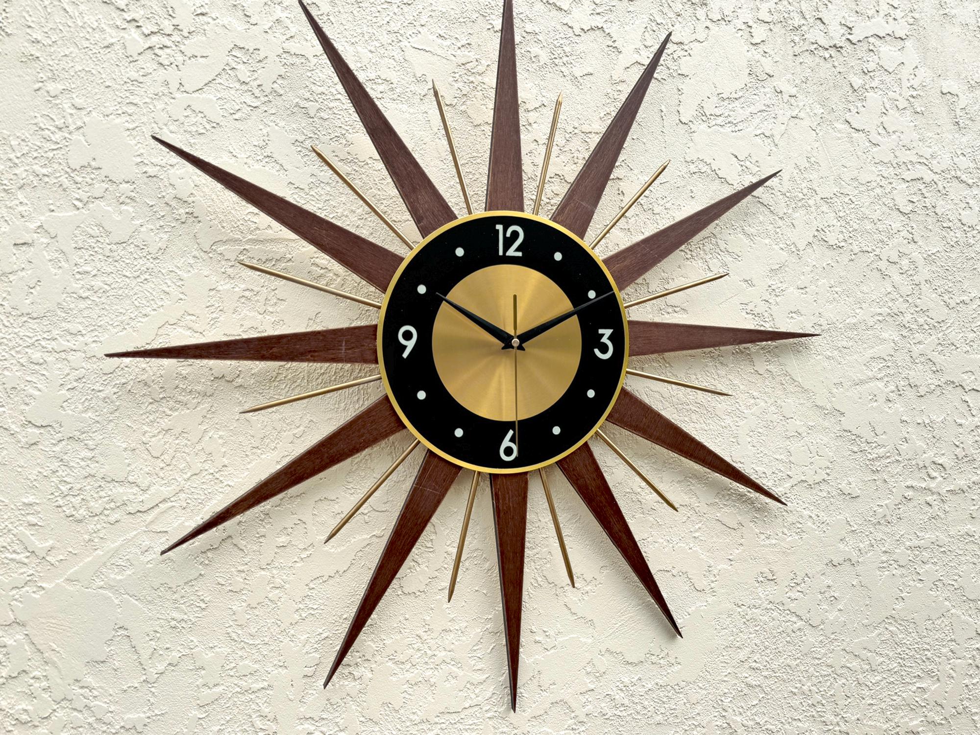 Handmade Retro Starburst Wall Clock: 24