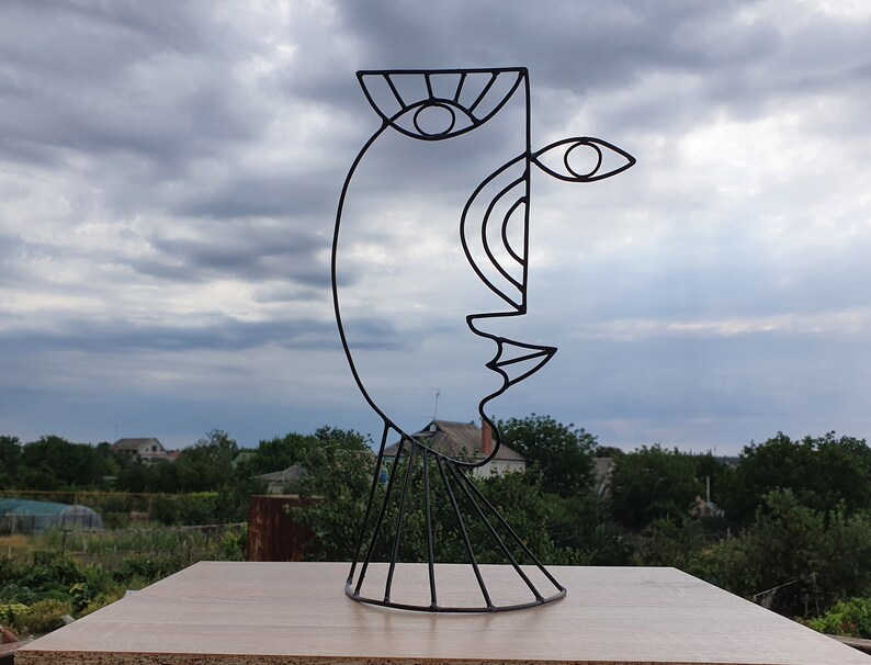 28 Big Abstract Face Wire sculpture Geometric art Wire | Etsy