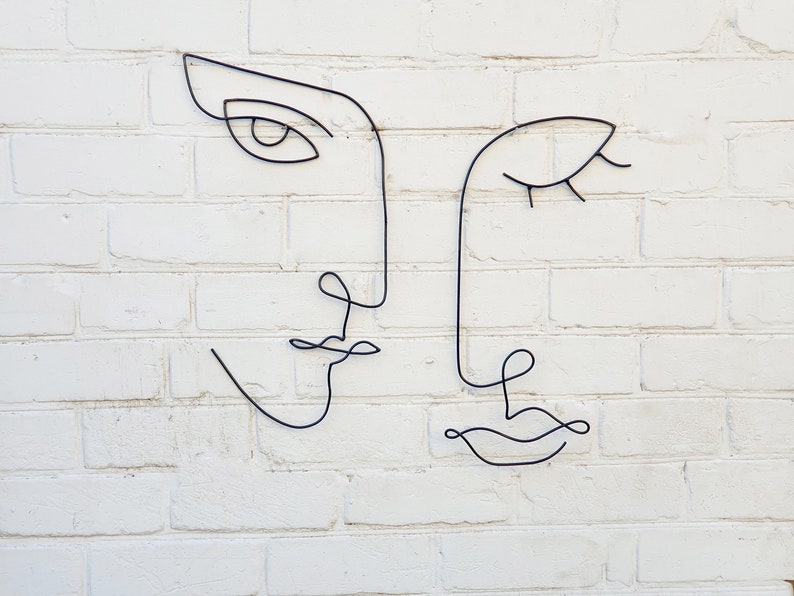 Woman&man Wall Art Large Abstract Face Wire Sculpture Etsy