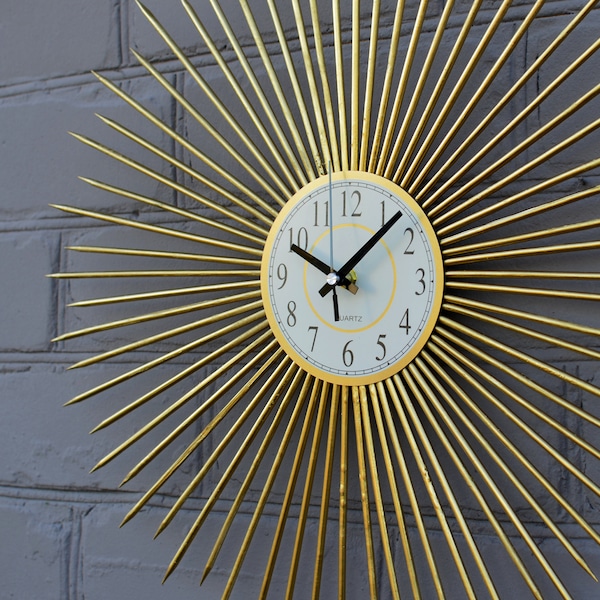 19" 20" 21" Gold Sunburst clock Wood clock Modern wall clock Wooden wall art nursery Scandinavian art Southern folk art"