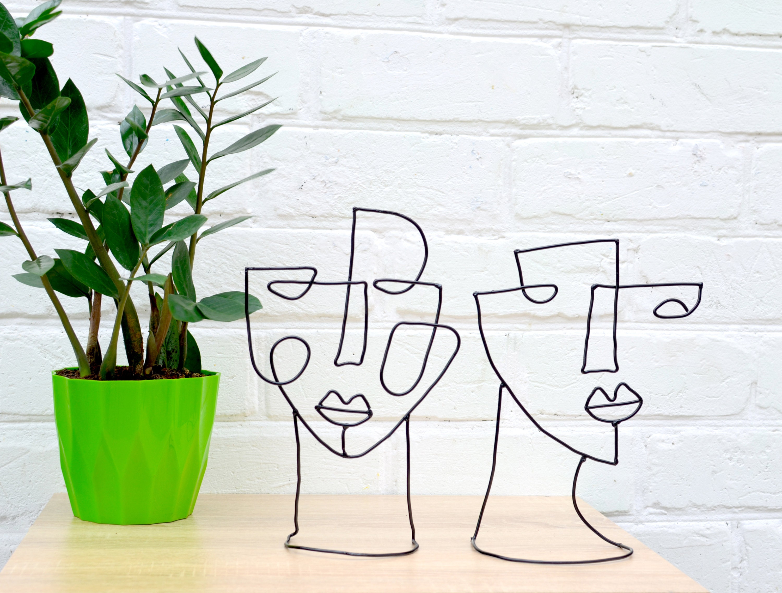 12 Abstract Face Wire Sculpture Geometric Art Wire Art - Etsy UK