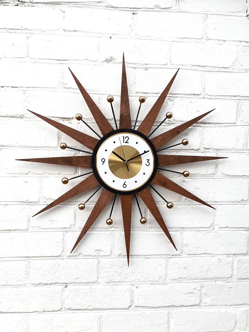 30 26 Atomic Wall Clock Starburst Clock Etsy