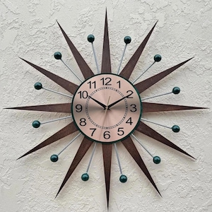 Starburst Wall Clock: 26/30&quot; Mid Century Modern Atomic Style