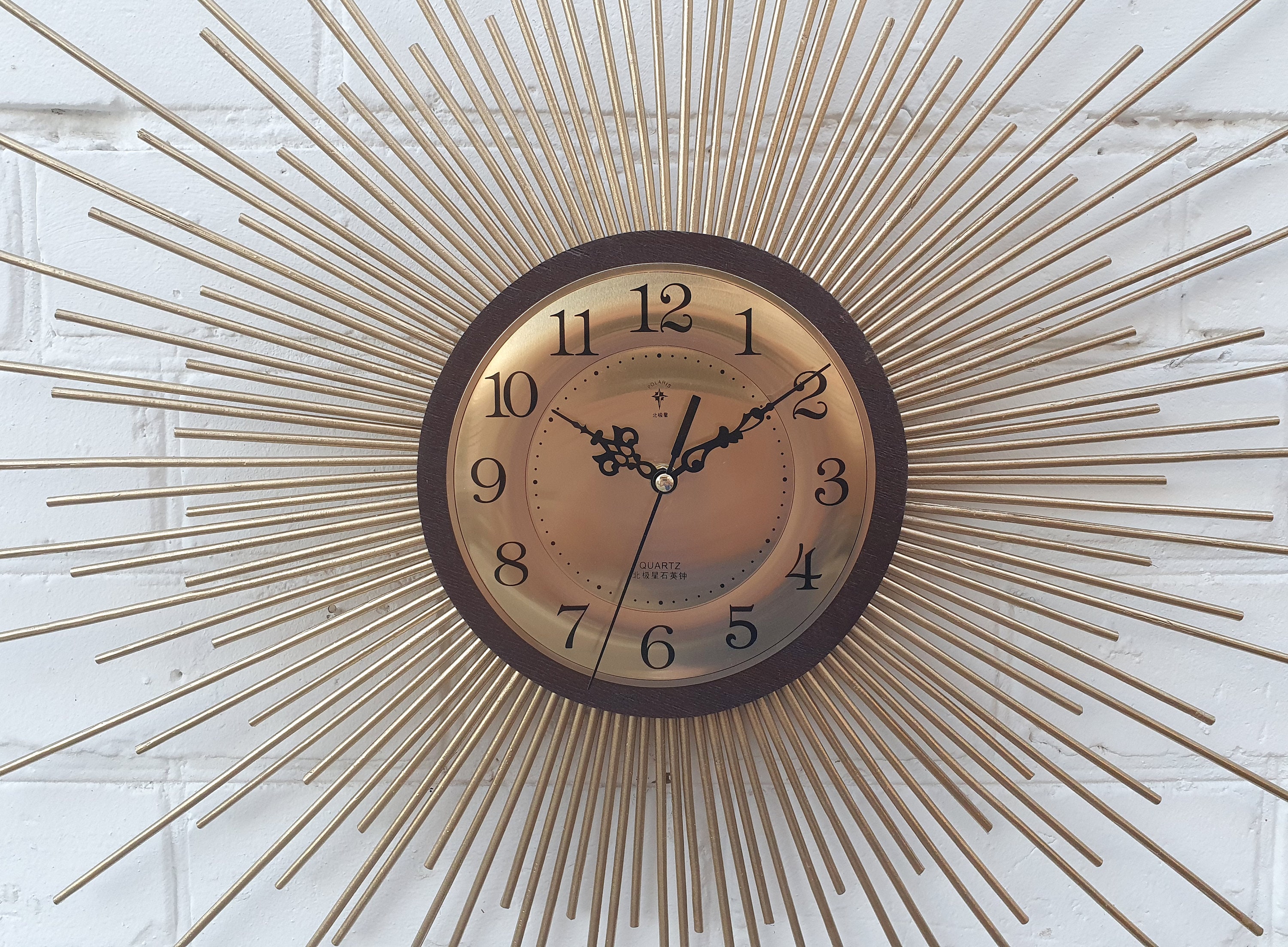 30 27 Gold Sunburst clock Wood clock Modern wall Etsy