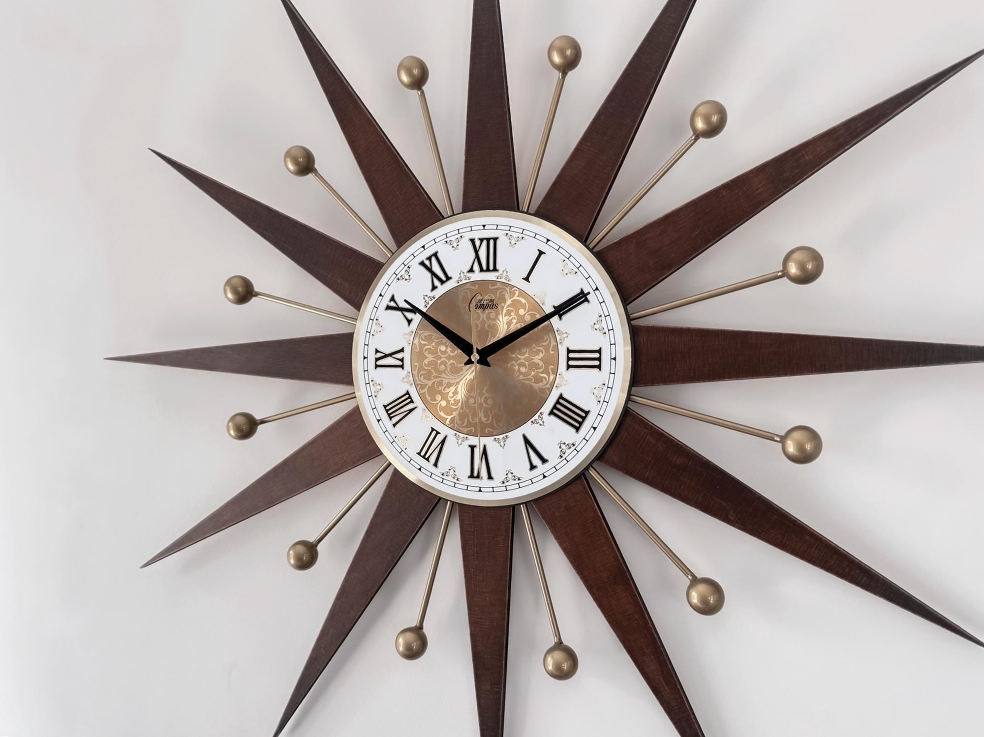 Handmade Mid-century Starburst Wall Clock: George Nelson Style