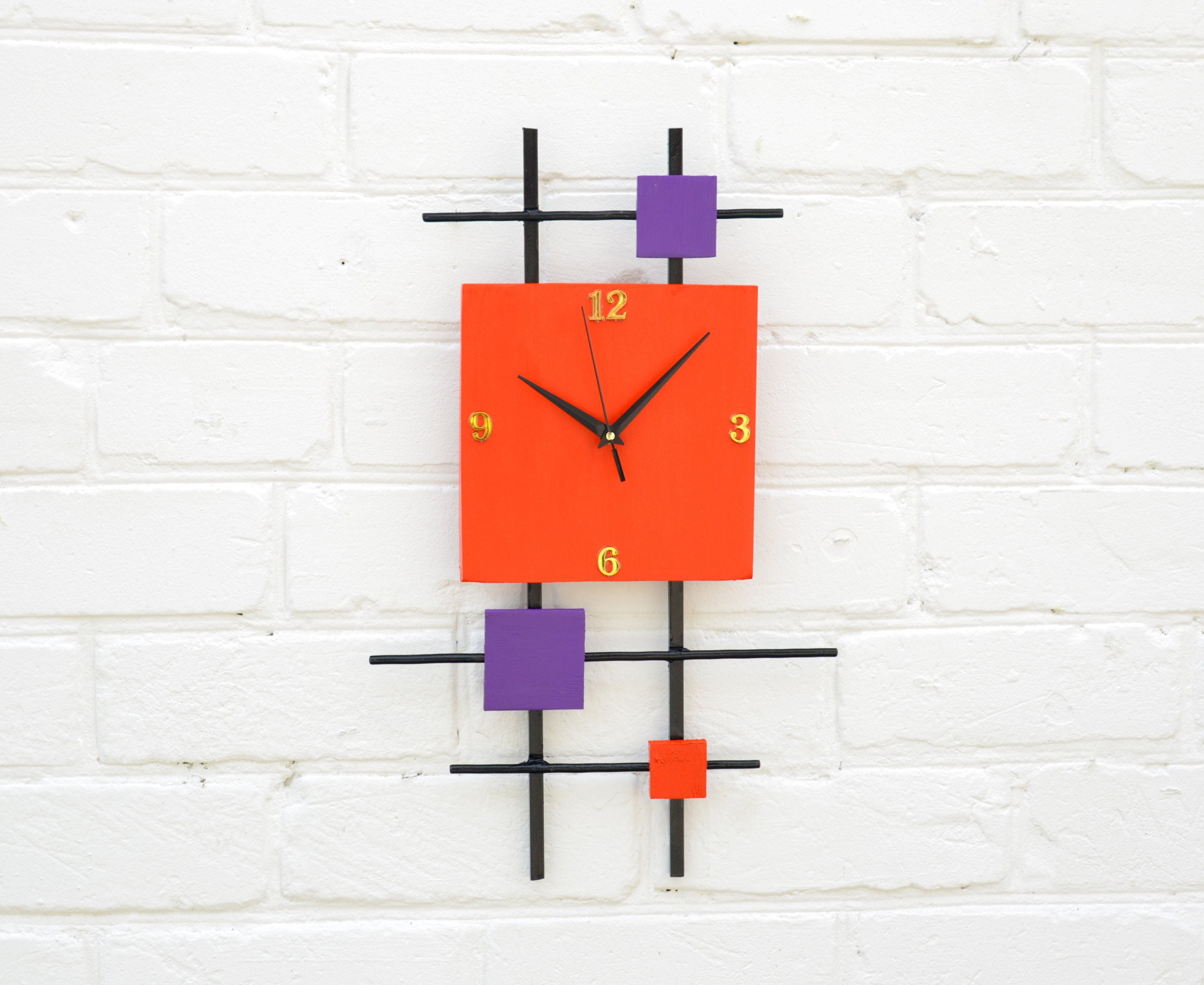 Dark Blue Wall Clock Large Wall Clock Industrial Wall Clock Etsy