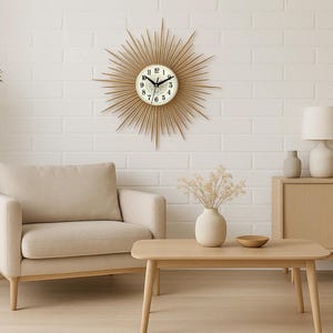 19&quot; 20&quot; 21&quot; Gold Sunburst clock Wood clock Modern wall clock Wooden wall art nursery Scandinavian art Southern folk art&quot;
