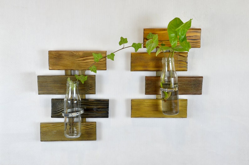 Geometrical hanging wall vase Hanging glass vase Flower wall Etsy