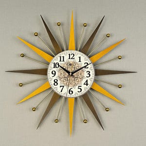 Mid Century Modern Starburst Wall Clock, Retro Atomic Decor, 22&quot;