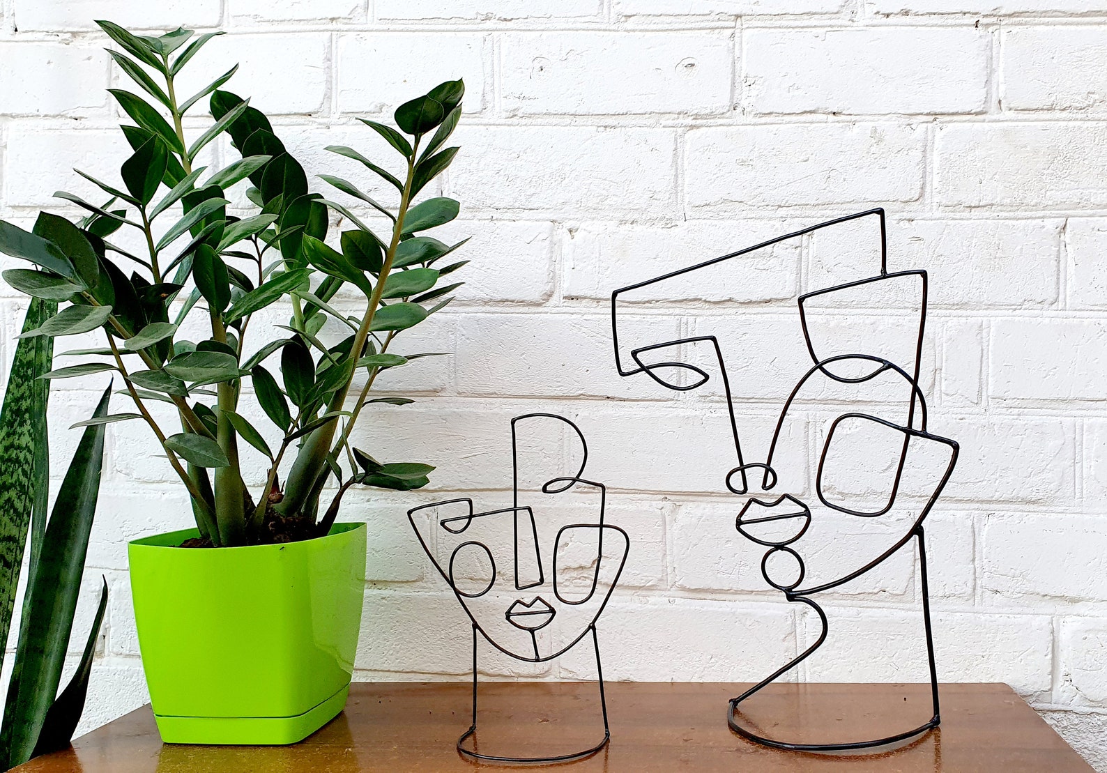 12 Abstract Face Wire Sculpture Geometric Art Wire Art - Etsy UK