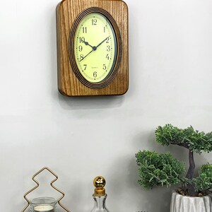 Small wood wall clock Fireplace mantel decor in Vintage clock Art Deco style Retro clock image 6